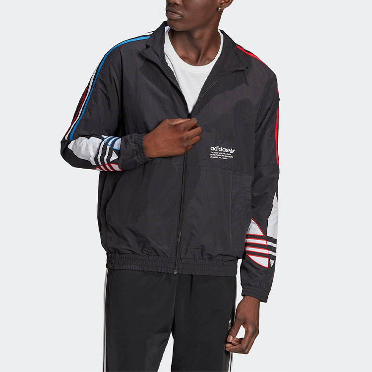 adidas originals Tricol Tt Stand Collar Jacket Asia Sizing 'Black' GN3582
