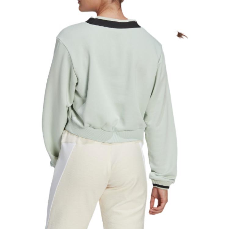 (WMNS) adidas Cropped V-Neck Sweatshirt 'Green' HY5523