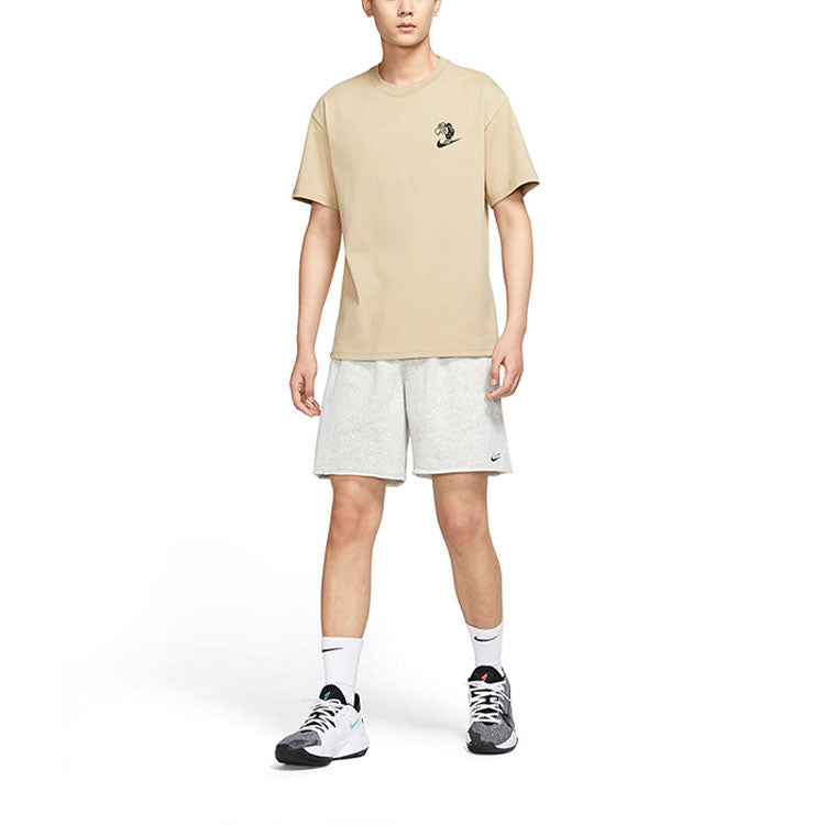 Men's Nike Cartoon Pattern Printing Casual Round Neck Short Sleeve Beige T-Shirt DR8915-250