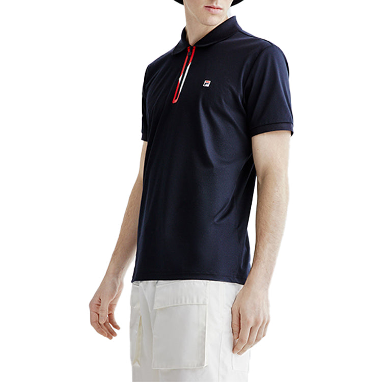 FILA Logo Printing Breathable Short Sleeve Polo Shirt Blue F11M021116F-NV