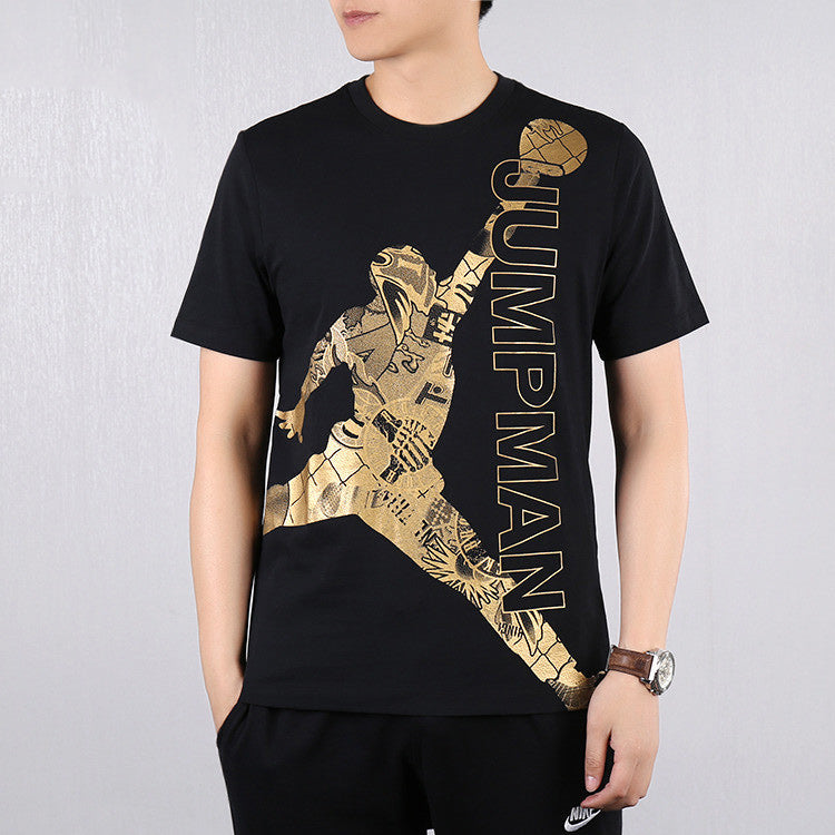 Air Jordan Jumpman Flying Man Logo Printing Short Sleeve Black CK1189-010