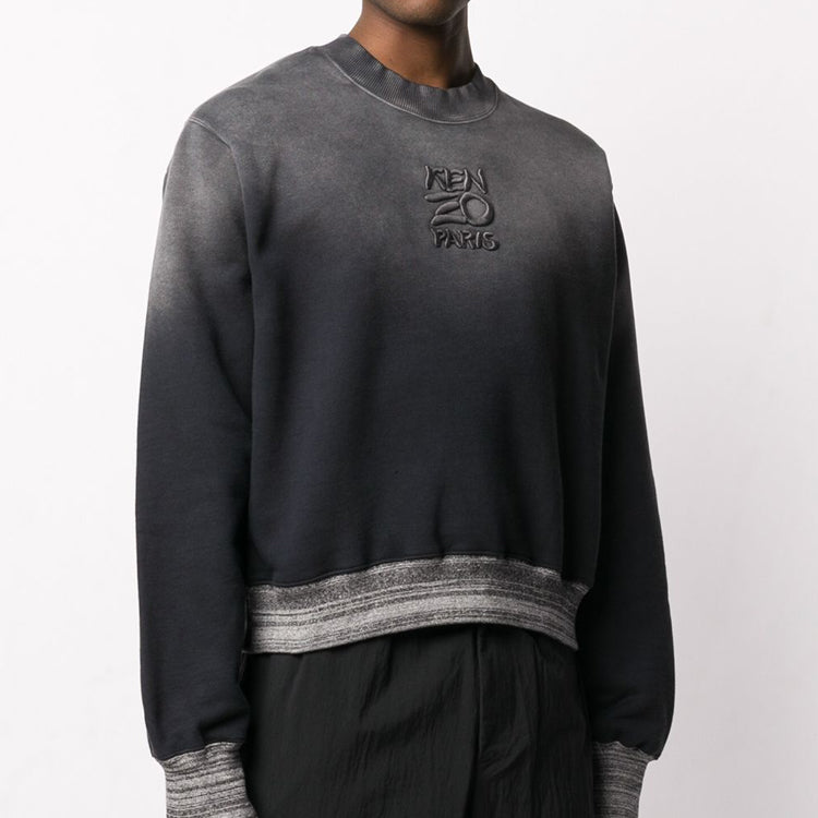 Men's KENZO Embroidered Alphabet Stand Collar Pullover Black FA5-5SW510-4MS-99