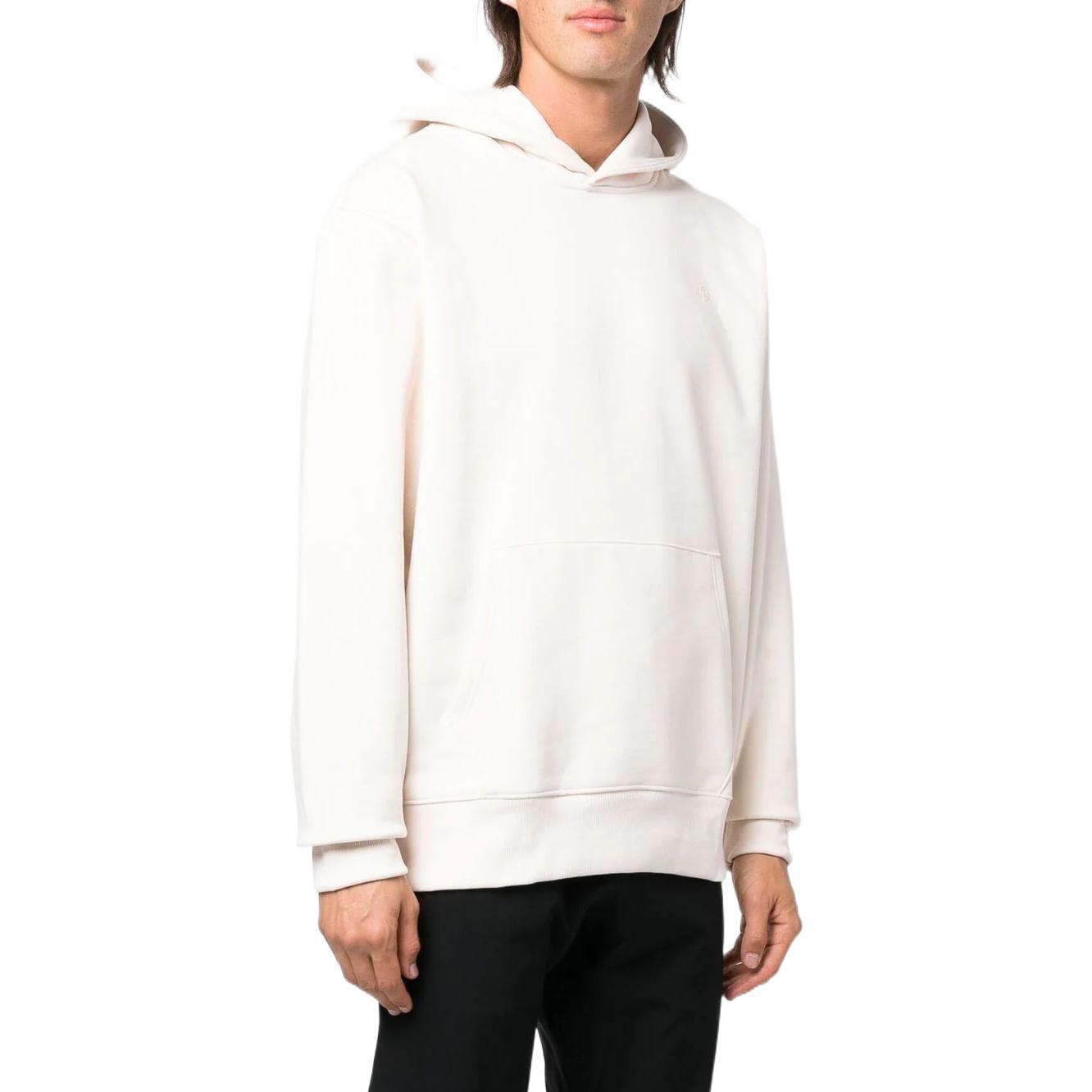 Men's adidas originals Solid Color Logo Hooded Pullover Long Sleeves Creamy White HK0318