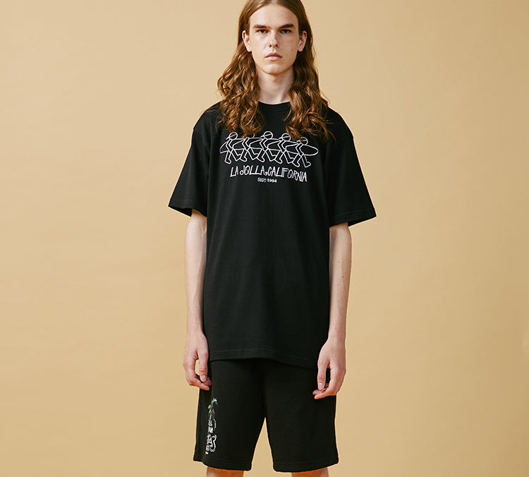 PJs Vigor Pattern Printing Short Sleeve Unisex Black 20SSTS1028-P