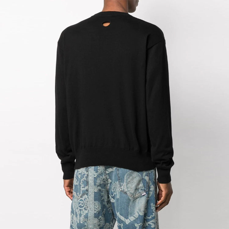 Off-White SS21 Alphabet Logo Loose Round Neck Long Sleeves Version Black OMHE082S21KNI0011001