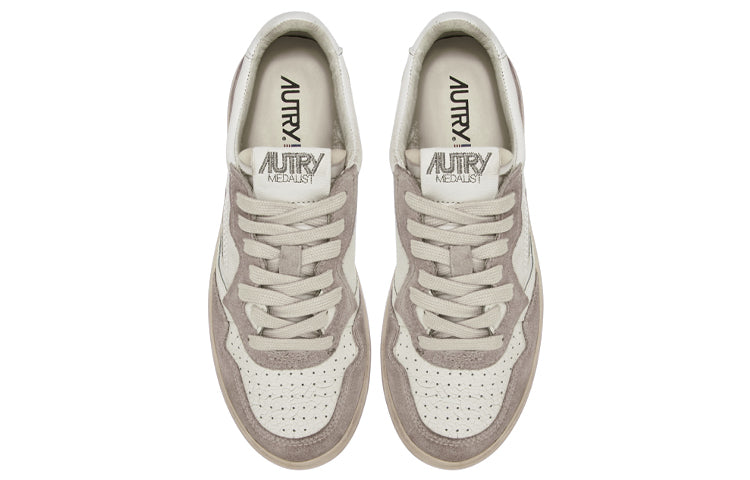 Autry Medalist Leather Low Lettering 'Get Out The Ball - Beige' AULM-LD01