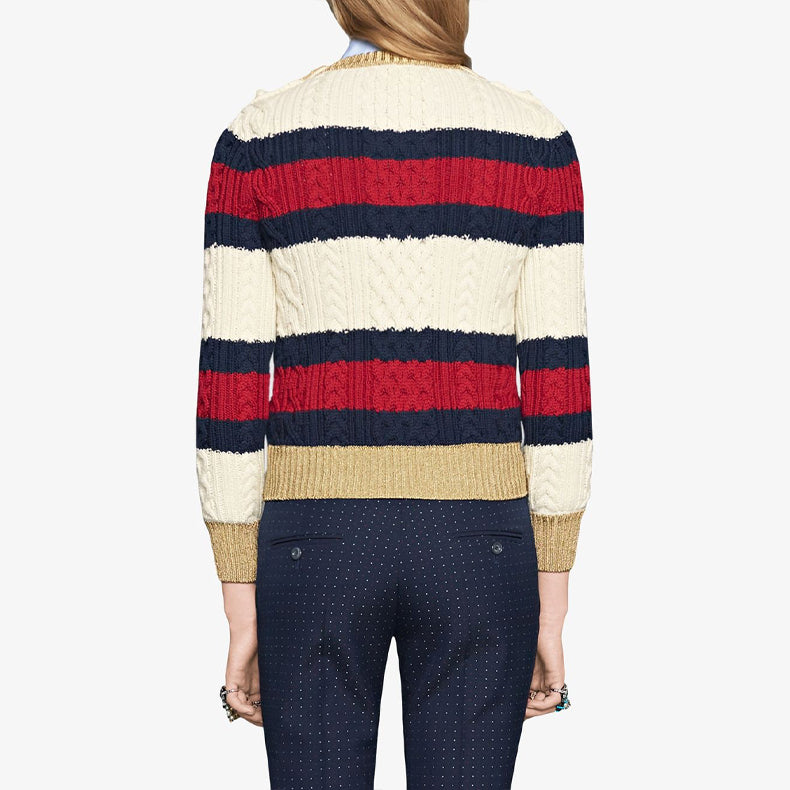 (WMNS) Gucci Pearl Stripe Knit Sweater Female White 434363-X5D24-9044