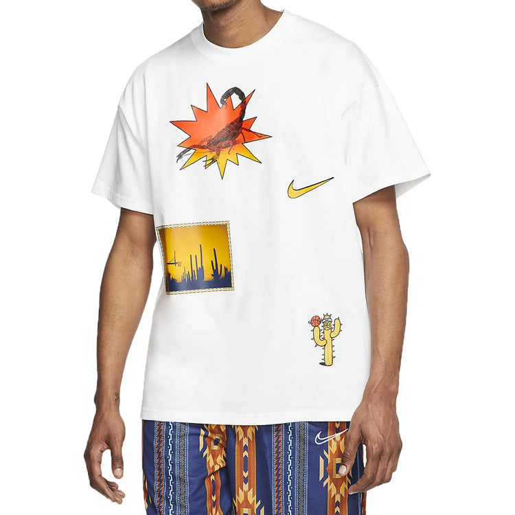 Nike Basketball Sports Funny Printing Sports Round Neck Short Sleeve Couple Style White CD1308-100