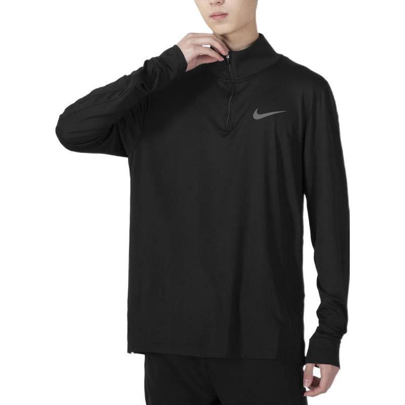 Men's Nike Training Sports Half Zipper Long Sleeves Black T-Shirt DM5504-010