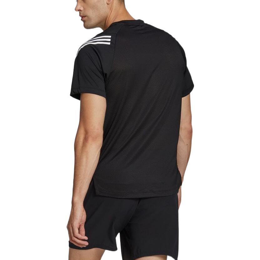 Men's adidas Stripe Logo Training Short Sleeve Japanese Version Black T-Shirt HC2761
