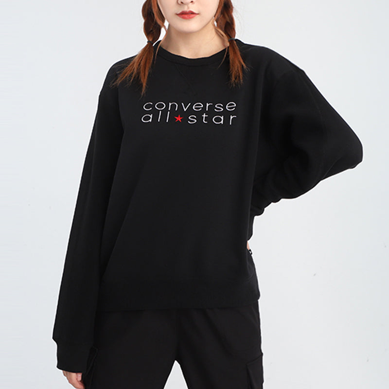 (WMNS) Converse All Star Sweater Asia Sizing 'Black' 10019801-A01