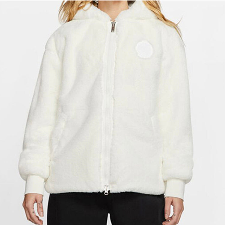 (WMNS) Air Jordan Brand AS WJ PSG Paris Saint-Germain fur Jacket White CQ7154-133