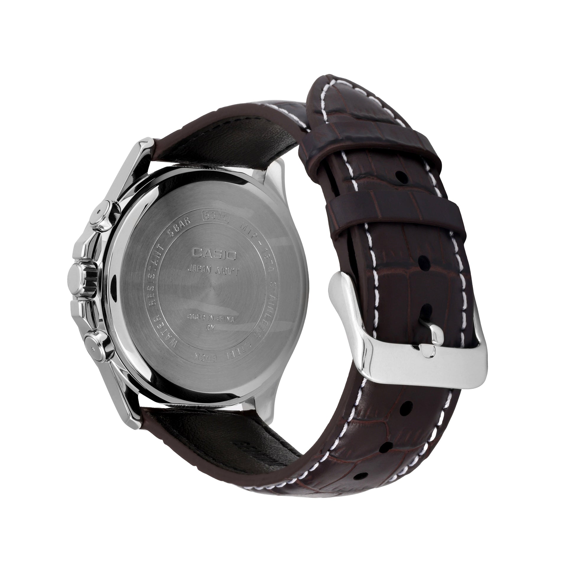 CASIO Leather Band Waterproof Men Mens White Analog MTP-1374L-7A