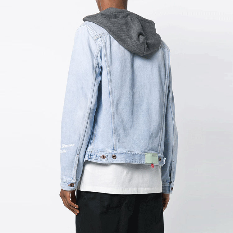 Off-White hooded Jacket Version Blue OMYE010E183860207101