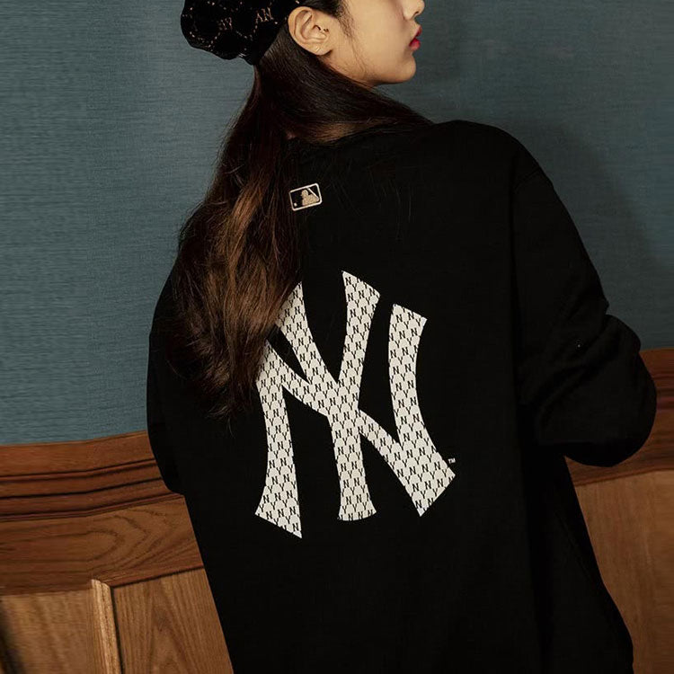 MLB New York Yankees Vintage Embroidery Logo Long-Sleeve Fleece Unisex Black 31MTM1041-50L