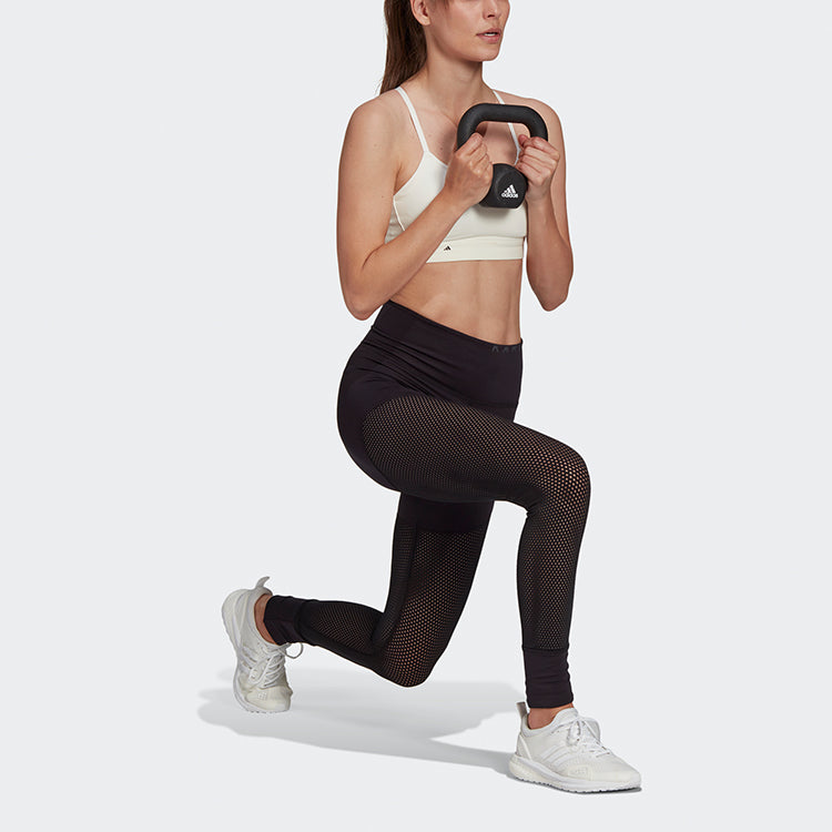 (WMNS) adidas Mesh Hw L Tight Gym Sports Training High Waist Leggings Black GI8582