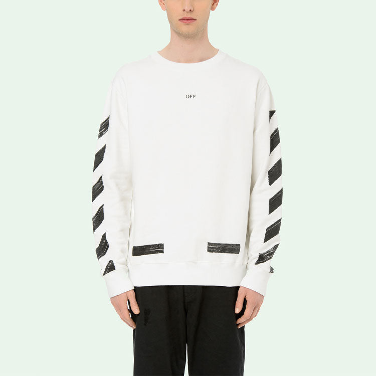 Off-White Stripe Cotton Round Neck Long Sleeves Slim Fit Version White OMBA006F170030300110