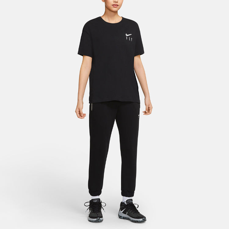 (WMNS) Nike Fly Logo Printing Sports Basketball Short Sleeve Black T-Shirt DB6193-010