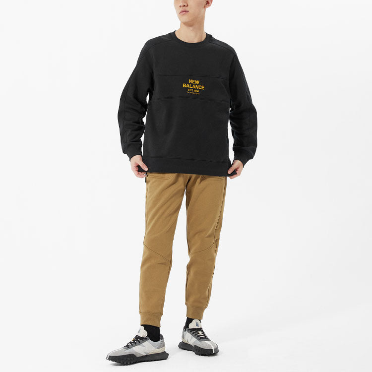 New Balance Logo Printing Sports Round Neck Pullover Black AMT14319-BK