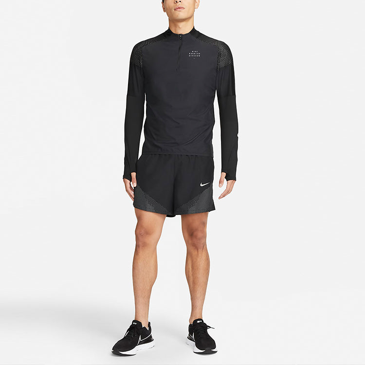 Nike Dri-FIT Run Division Flash Element Solid Color Long Sleeves Running Gym Clothes Black DD6029-010