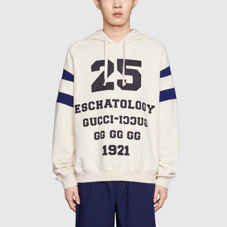 Men's Gucci FW21 1921 Series Alphabet Printing Pattern Long Sleeves White 655469-XJDHN-9230