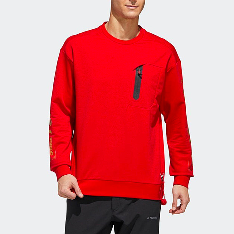 adidas Cny Crew Sweat Outdoor Sports Pullover Red FN0793