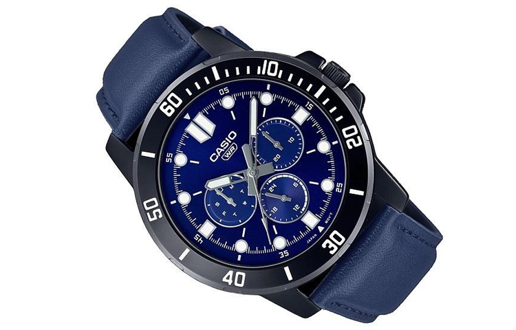 Men's CASIO Dress Series Classic Minimalistic Sports 45mm waterproof Strap Mens Blue Analog MTP-VD300BL-2E