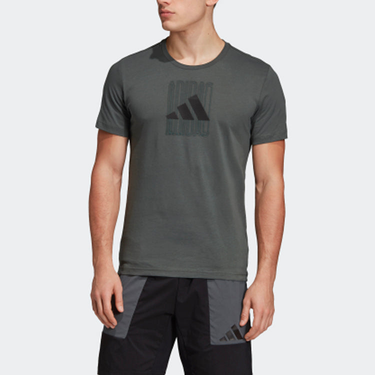 adidas The Pack Q2 Gfx logo Printing Sports Short Sleeve Green DV3059