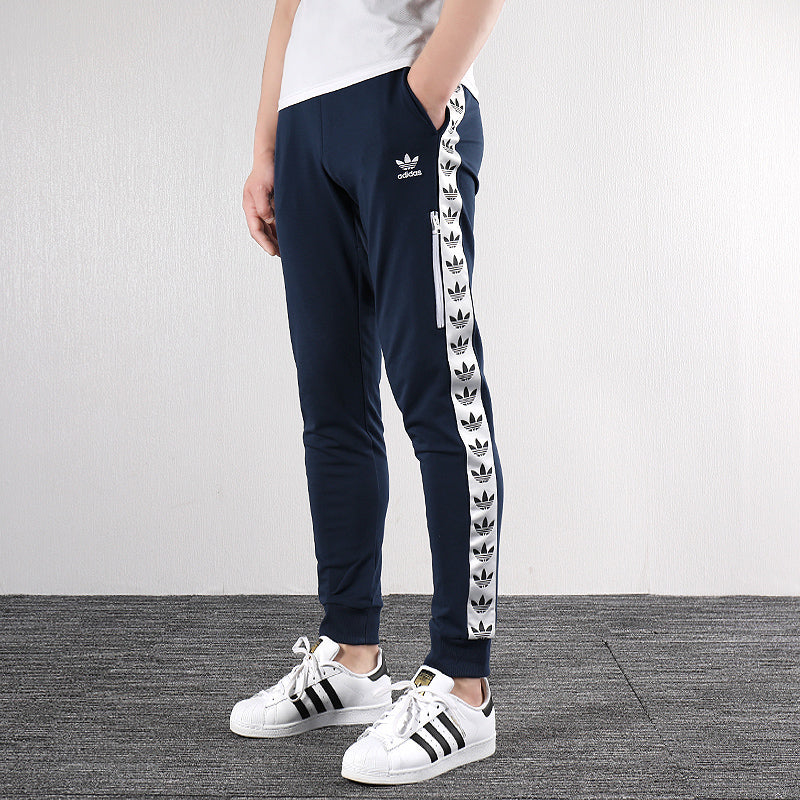 adidas originals Light Pants Tre Colorblock ribbed Bundle Feet Sports Pants Navy Blue DX4235