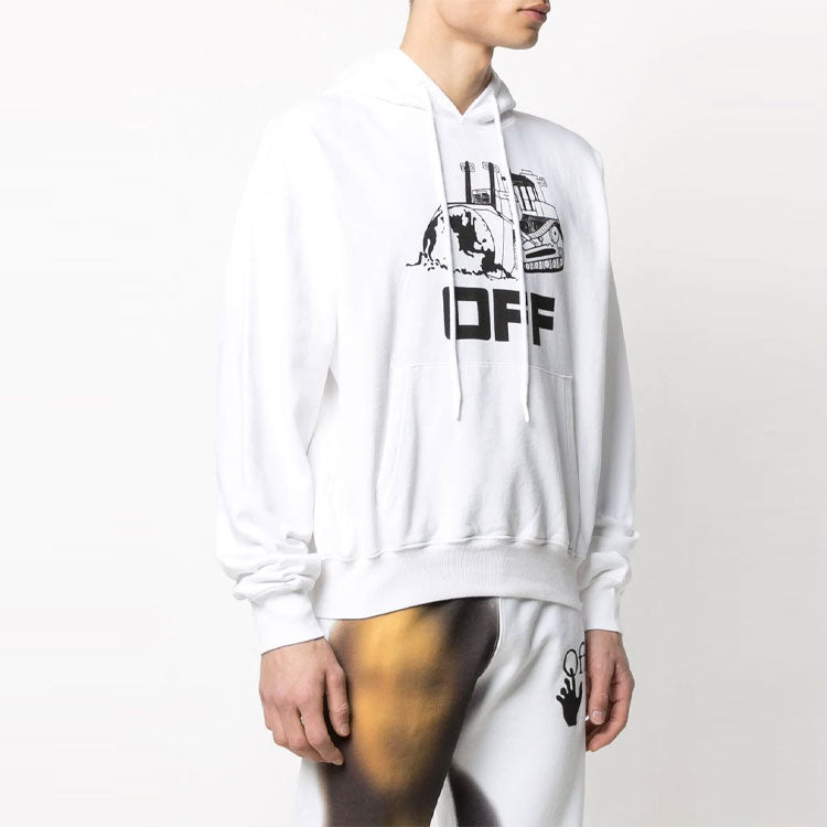 Off-White SS21 Logo Printing hooded Long Sleeves White OMBB037R21FLE0090110