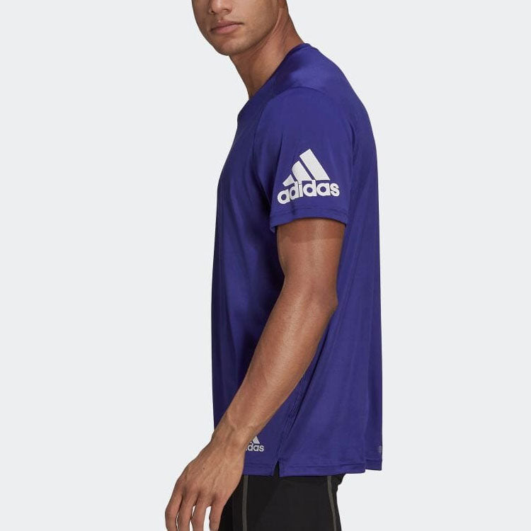 adidas Shoulder Logo Printing Solid Color Round Neck Short Sleeve Purple HB7482