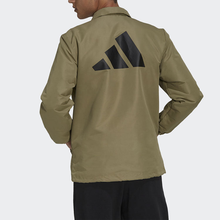 Men's adidas Logo Solid Color Lapel Jacket Brown GR4083