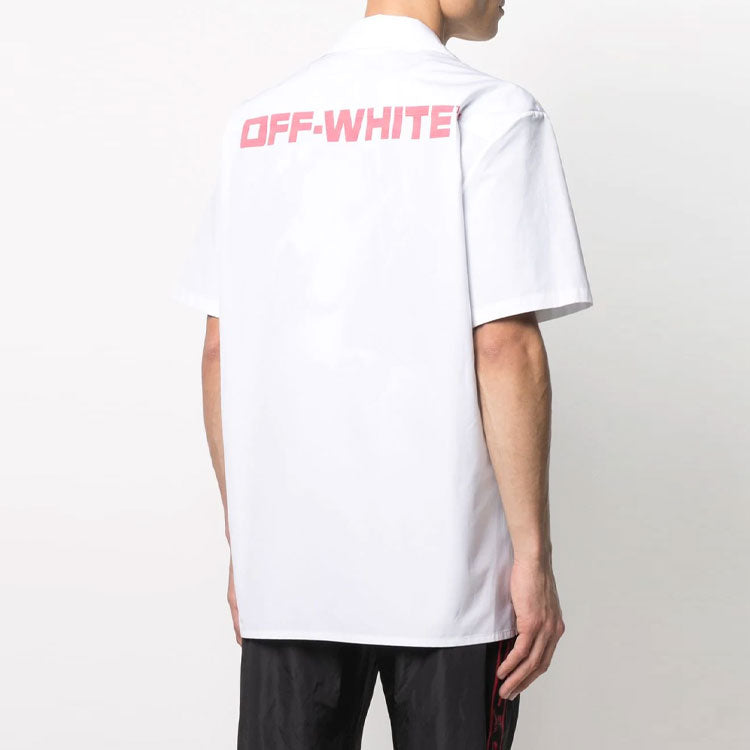 Men's Off-White SS21 Logo Printing White Shirt OMGA163R21FAB0030125