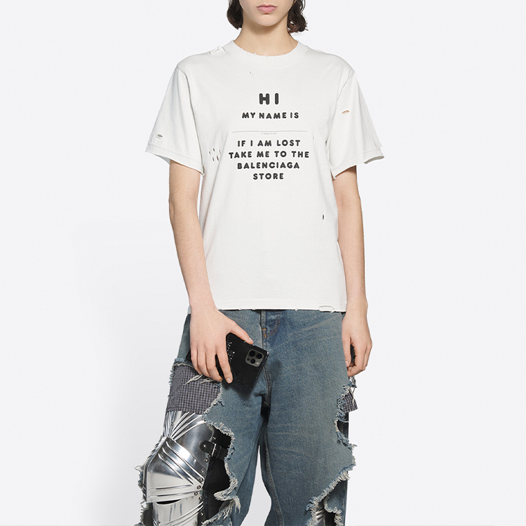 Balenciaga FW21 Logo Printing Tee White 661705TKVF19081