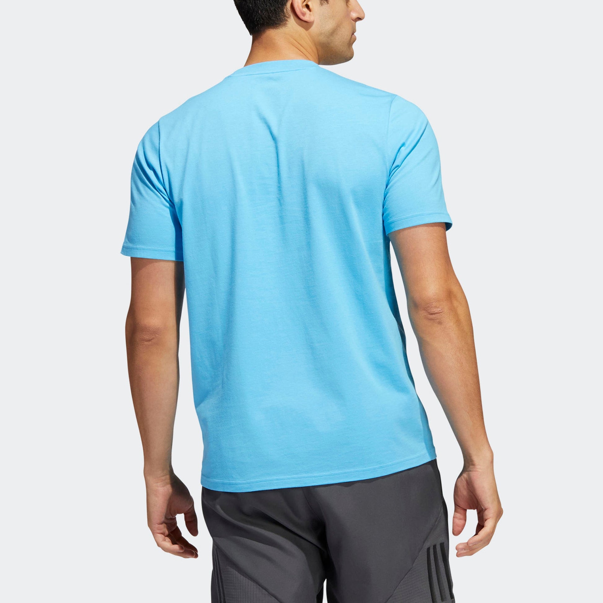 Men's adidas Logo Shoes Printing Sports Round Neck Short Sleeve Blue T-Shirt HA6684