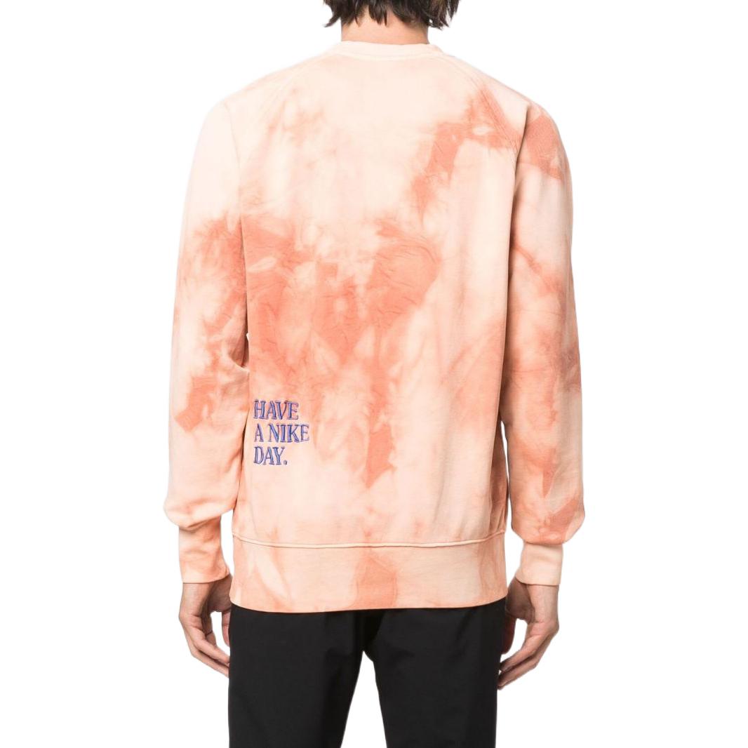 Men's Nike Sportswear Tie Dye Chest Pattern Printing Round Neck Pullover Long Sleeves Orange Pink DM5010-657