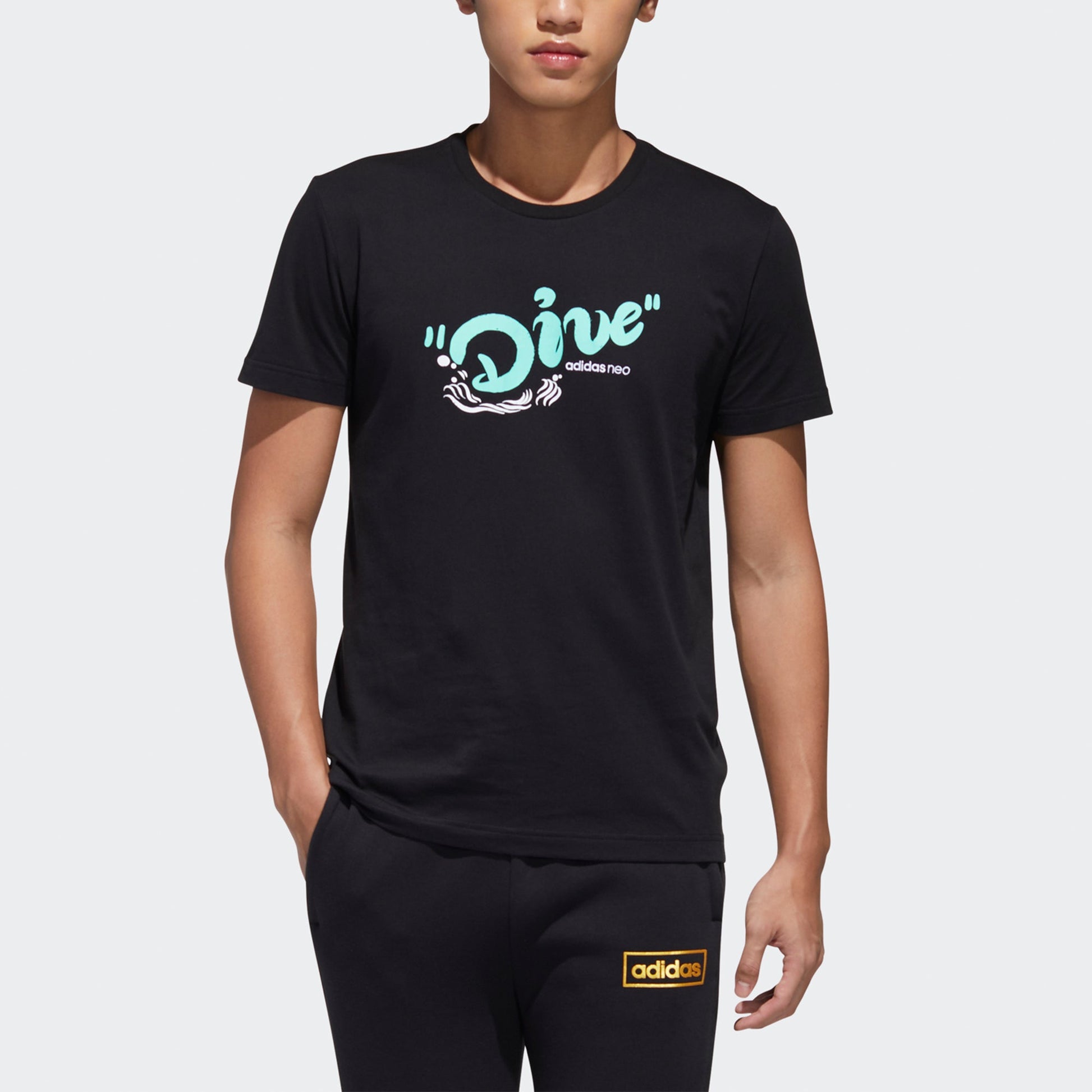 adidas neo M Pnda 3sgrx T Printing Pattern Sports Short Sleeve Black GK1545