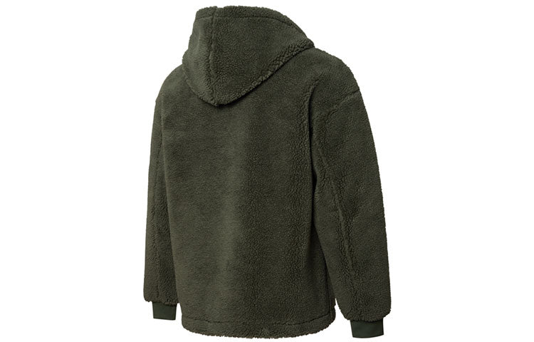 PUMA lamb's wool hooded Stay Warm Windproof logo Jacket Dark Green 535066-64