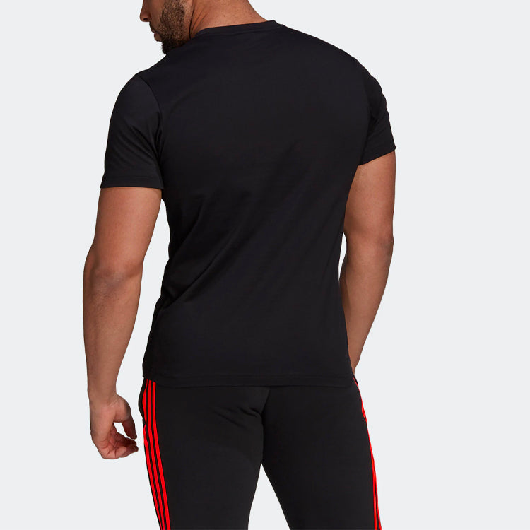 adidas Solid Color Logo Rugby Sports Short Sleeve Black GU3158