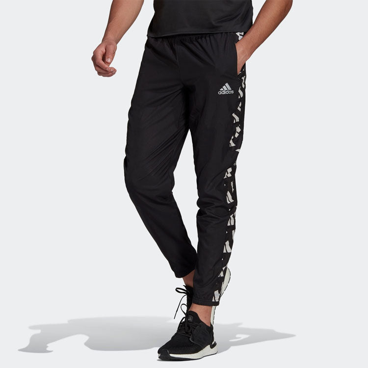 Men's adidas Celeb Pant Side Logo Splicing Running Bundle Feet Sports Pants/Trousers/Joggers Black GM1593
