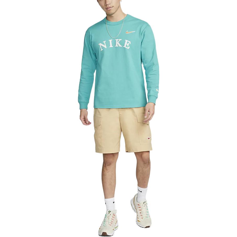 Men's Nike Alphabet Logo Printing Round Neck Pullover Long Sleeves Blue T-Shirt DV0529-392