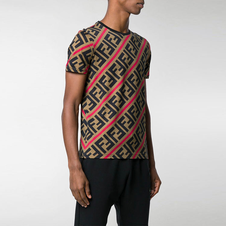 FENDI SS21 FF Pattern Printing Short Sleeve Brown FY0894A7A8F13J8