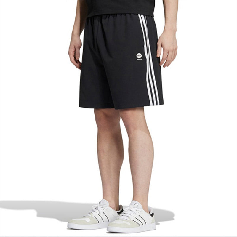 adidas neo Solid Color Logo Athleisure Casual Sports Shorts Black HD4713