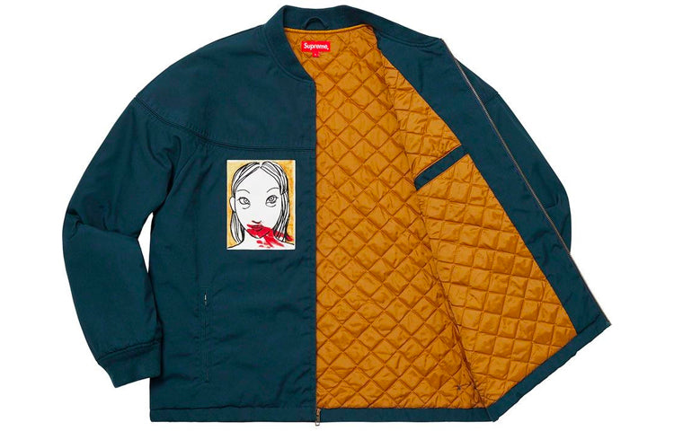Supreme FW19 Week 3 Mug Shot Crew Jacket Back Printing Unisex Navy Blue SUP-FW19-387