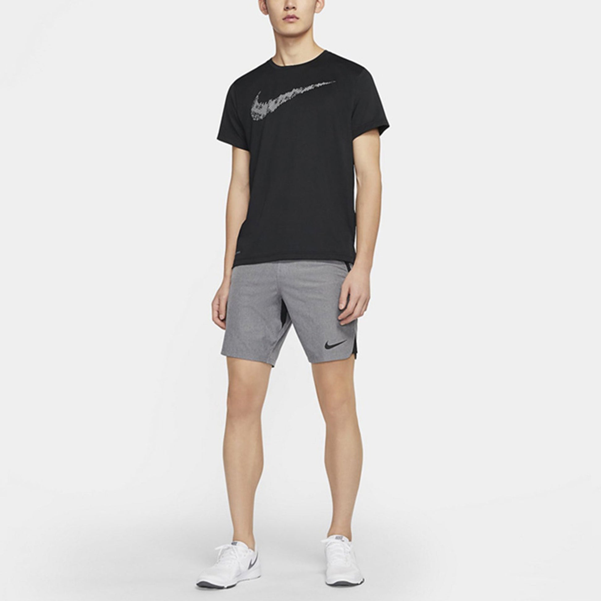 Nike Stripe Logo Printing Training Sports Short Sleeve Black DD1622-010