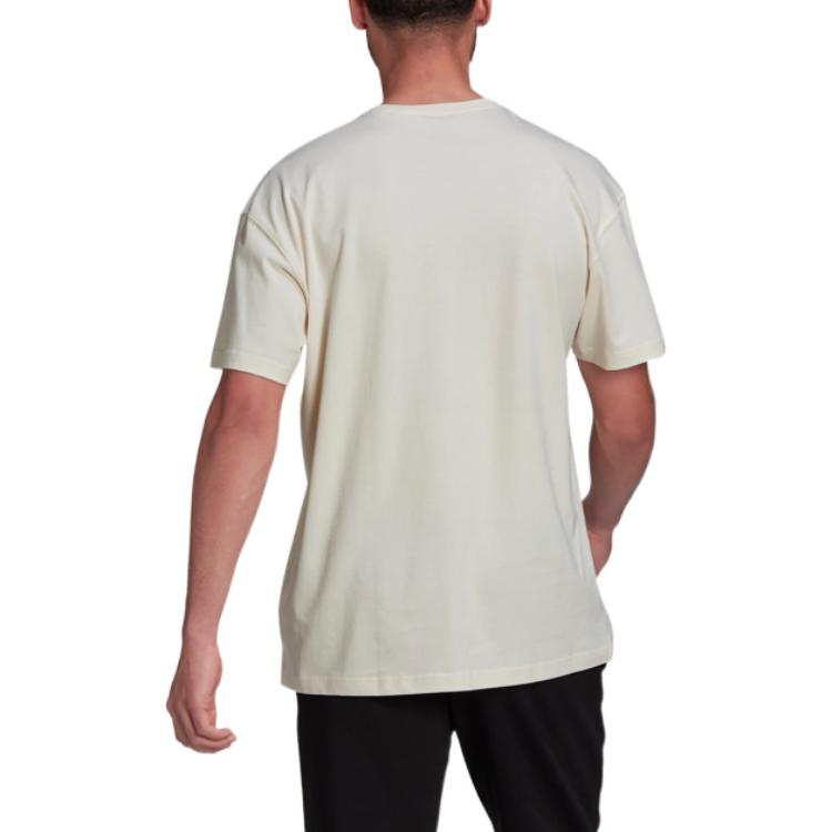 adidas Solid Color Sports Round Neck Short Sleeve Beige HE4368