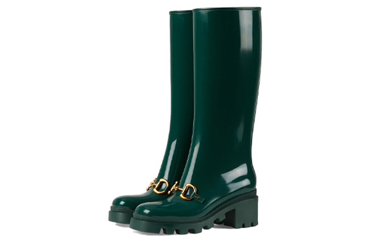(WMNS) Gucci Rubber Horsebit Tall Boots 'Green' 659707-JCCP0-3154