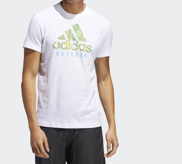 adidas Round-neckShort-sleeveTee Men White/Green FM7528