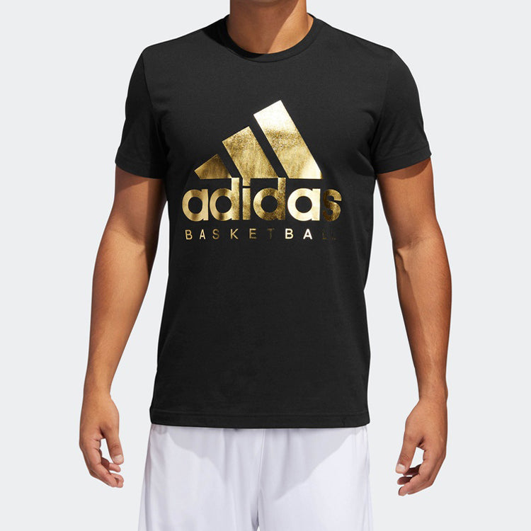 adidas Basketball Sports Alphabet Round Neck Short Sleeve Black DX0296