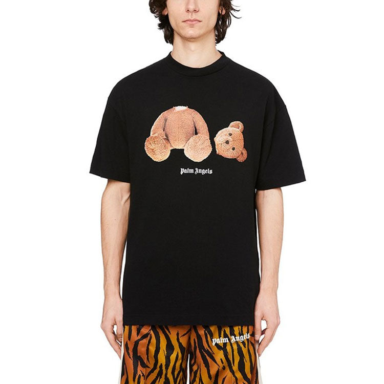 Men's PALM ANGELS Black Bear S/S Chest Logo Short Sleeve PMAA001S20FAB0011084